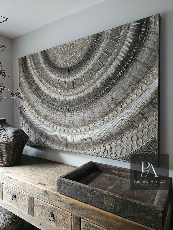 Abstract naturel mandala textuur schilderij brown