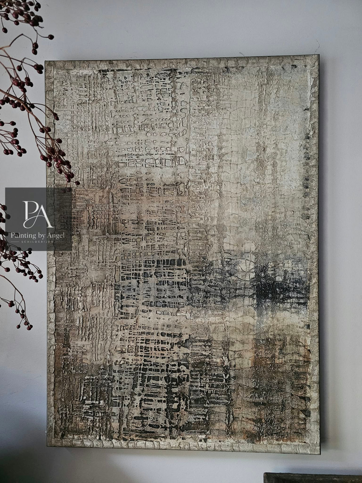 Pintura abstracta con textura única, 70x100 cm.