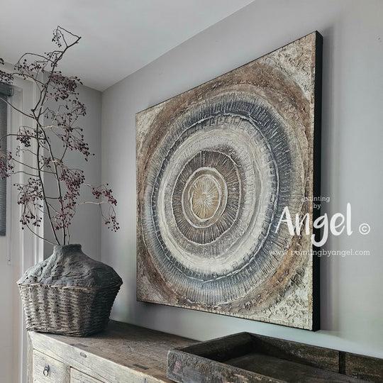 Abstract mandala schilderij gouden hart