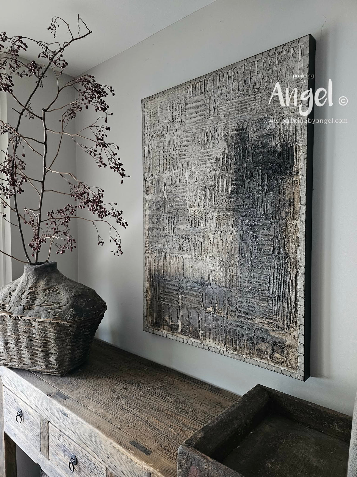 Landelijk stoer textuur schilderij A