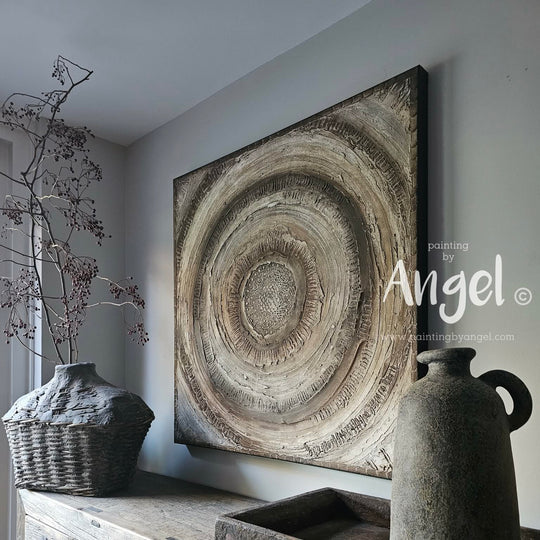 Abstract mandala schilderij warmbruin