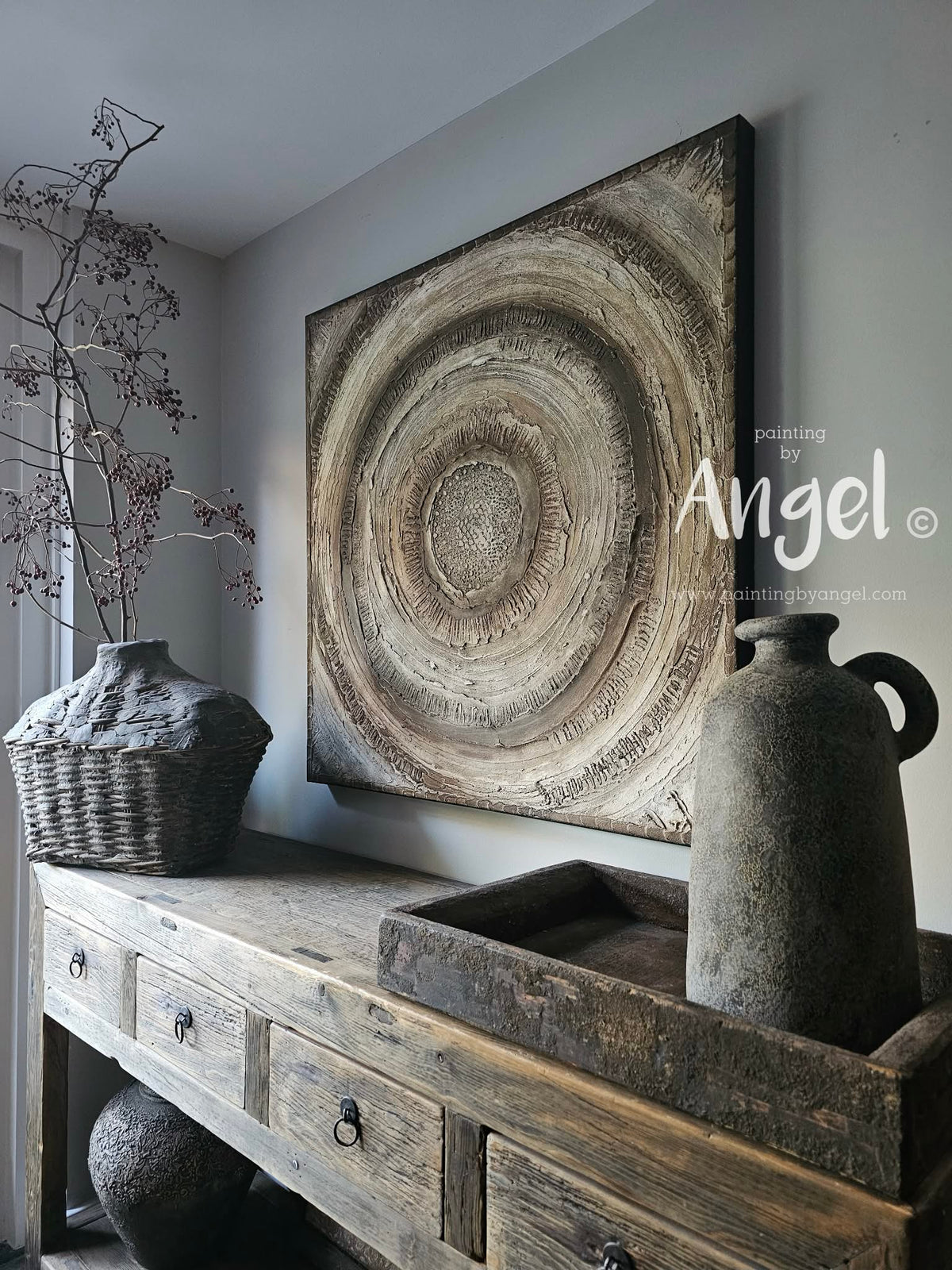 Abstract mandala schilderij warmbruin