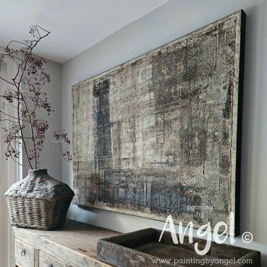 Vintage abstract schilderij aardetinten