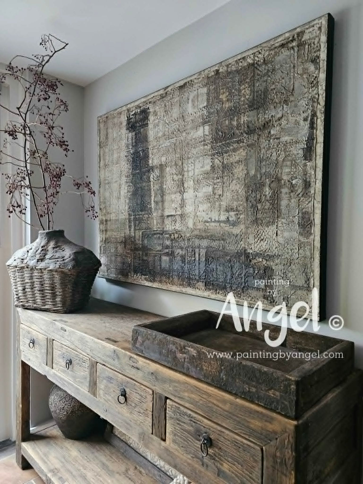 Vintage abstract schilderij aardetinten